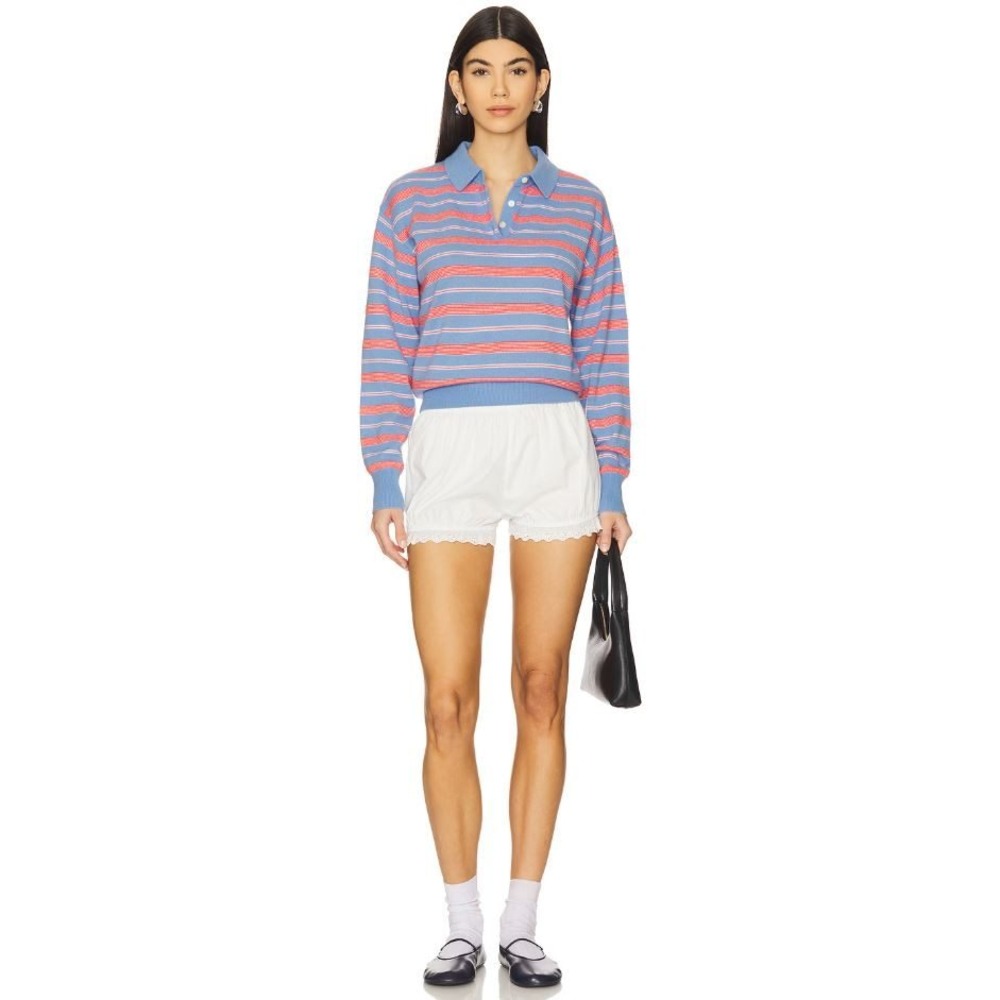 Guest in Residence Collegiate Stripe Polo Cashmere Sweater SMALL NWT - Picture 4 of 11